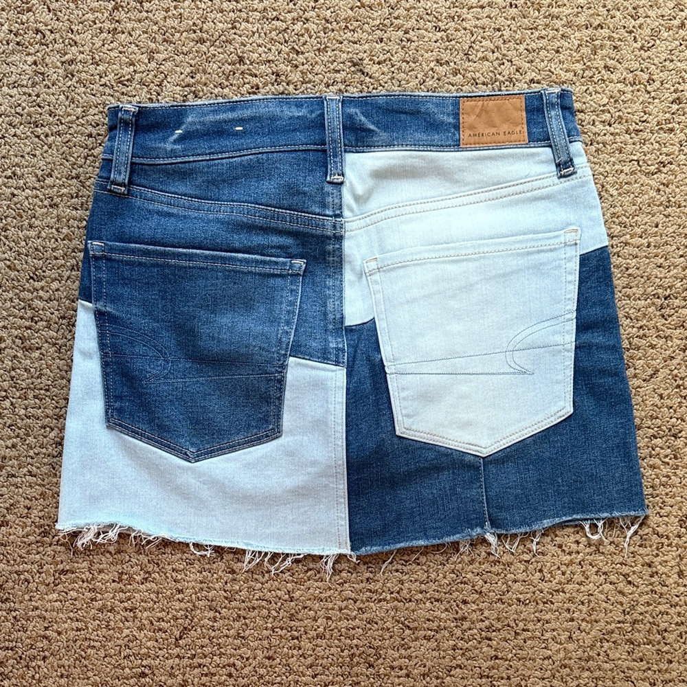 Ae Stretch High-Waisted Patchwork Denim Mini Skirt - image 3